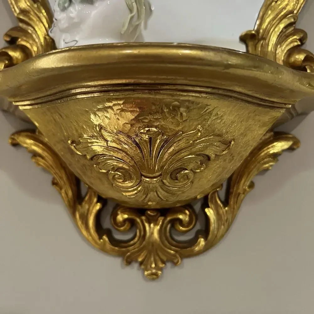 Vintage Syroco Gold Mirror Shelf Hollywood Regency Wall Decor